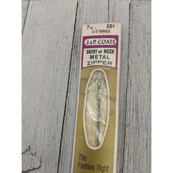 Vintage J&P Coats Skirt or Neck Metal Zipper 7" Primrose 72-A - Picture 2 of 4